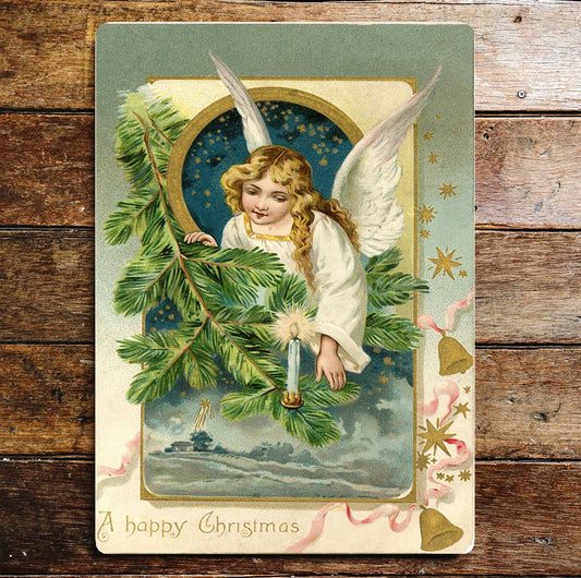Angel Christmas candle Wall | Metal Sign Plaque