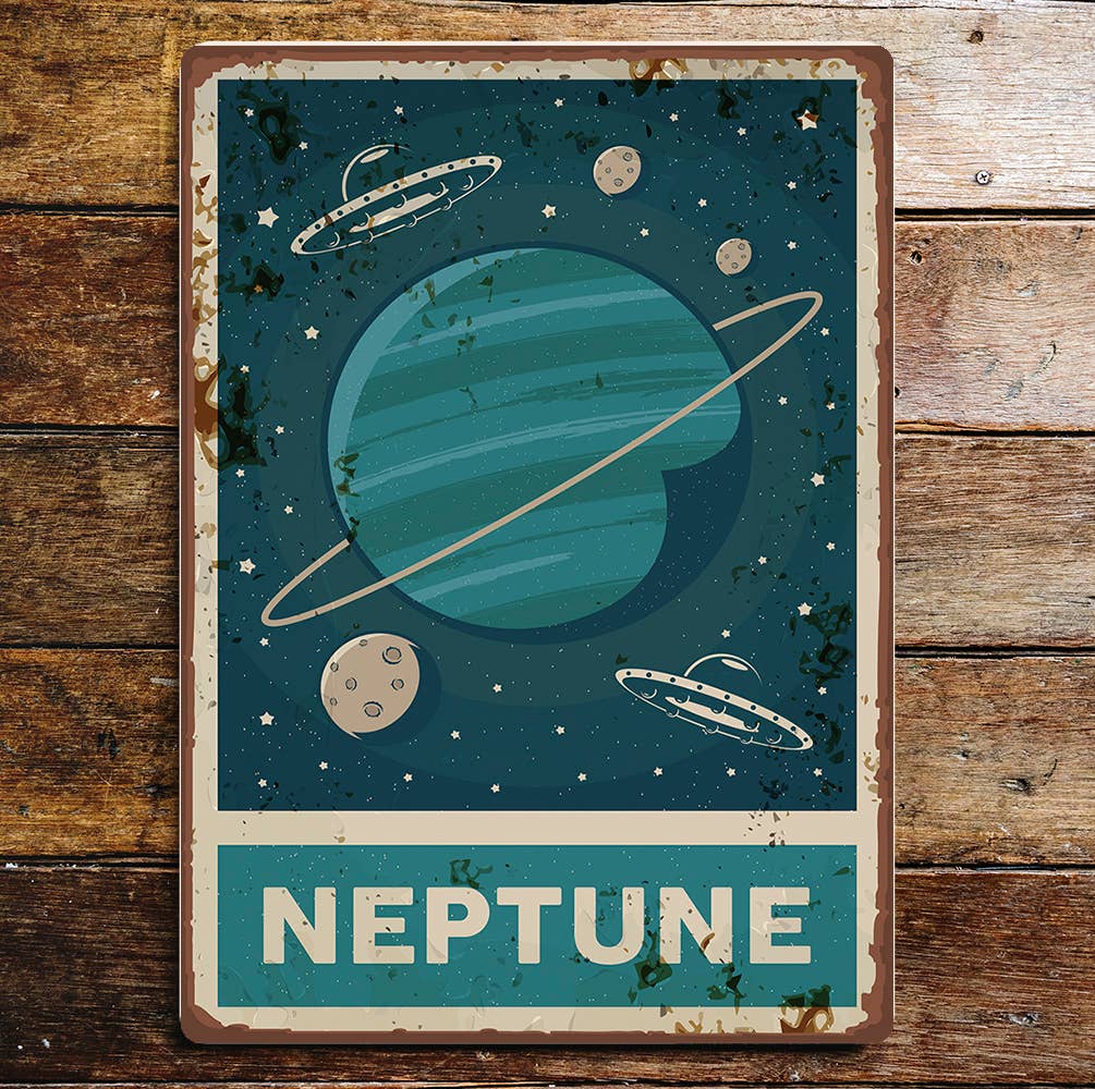 Neptune Planet Space Stars Sky | Metal Sign Plaque