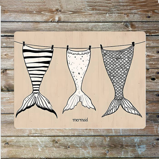 Mermaid Tails Washing Line Sea Nautical | Metal Sign Plaque