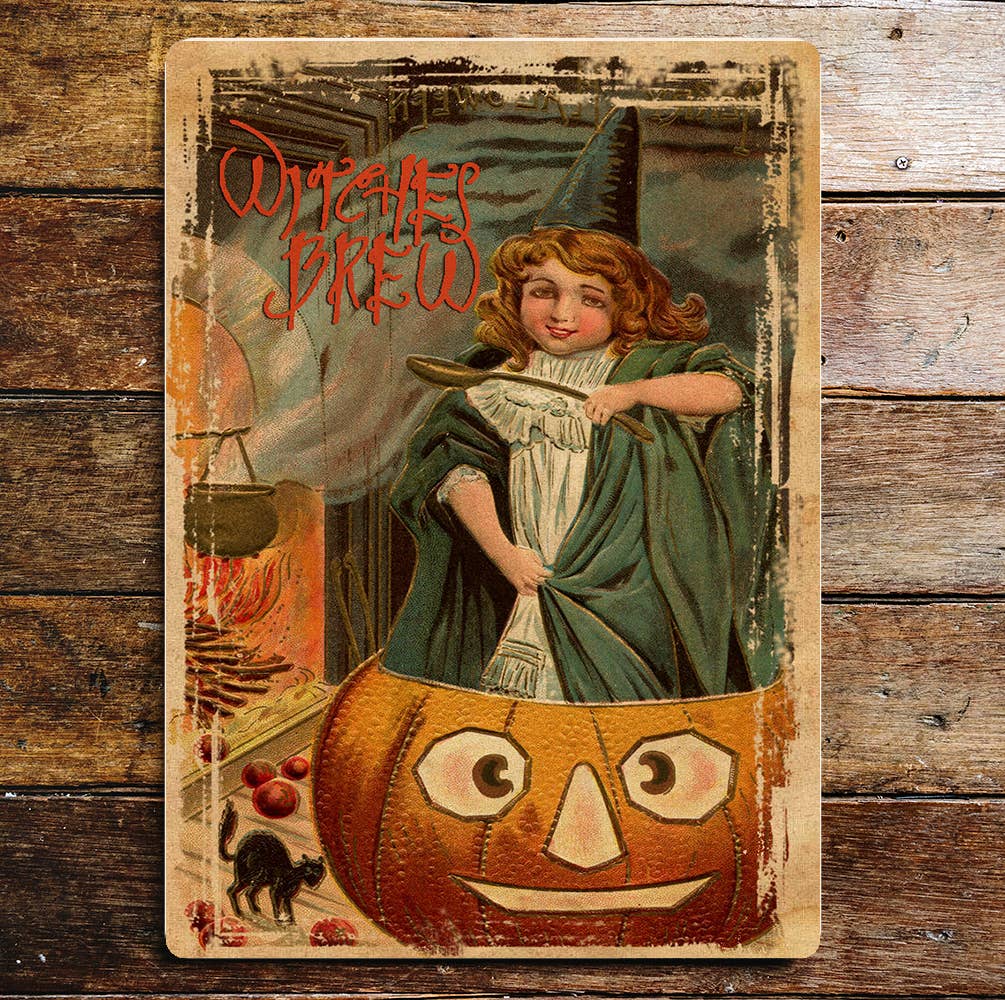 witches brew Halloween pumpkin | Metal Wall Sign Plaque