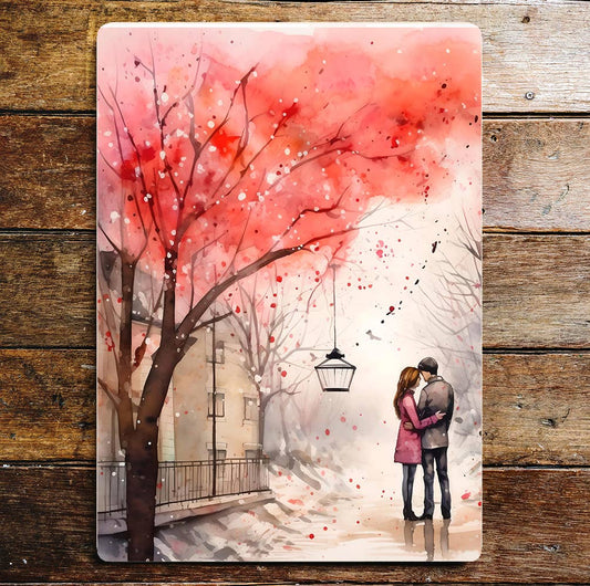 Cute couple walk love Valentine | Metal Sign Plaque