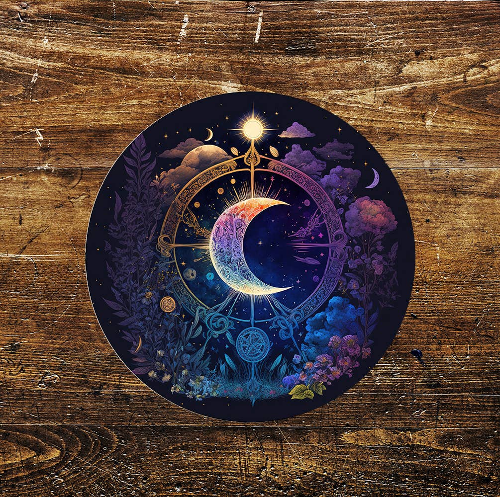 Moon Stars Sky Celestial Nature Circle Metal Sign