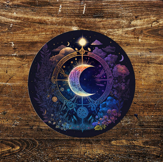 Moon Stars Sky Celestial Nature Circle Metal Sign