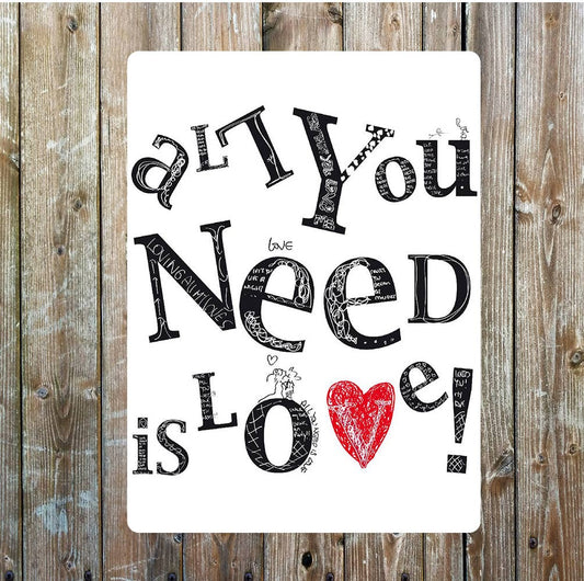All You Need Is Love Red Heart | Metal Sign Plaque