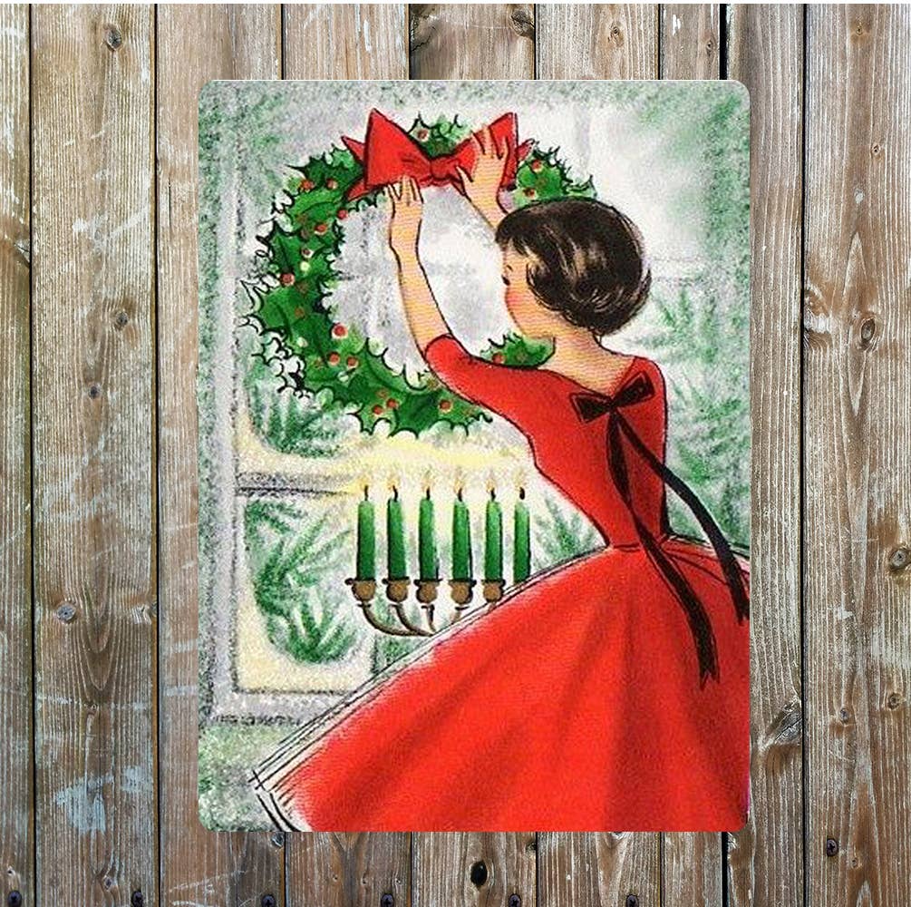 Vintage Christmas card art | Metal Sign Plaque