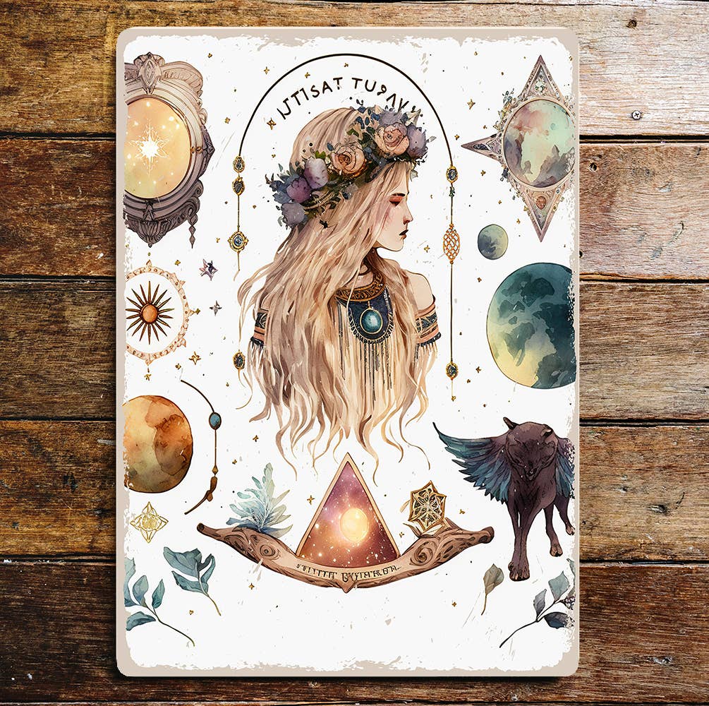 Celestial spiritual figure wall art | Metal Sign Plaque