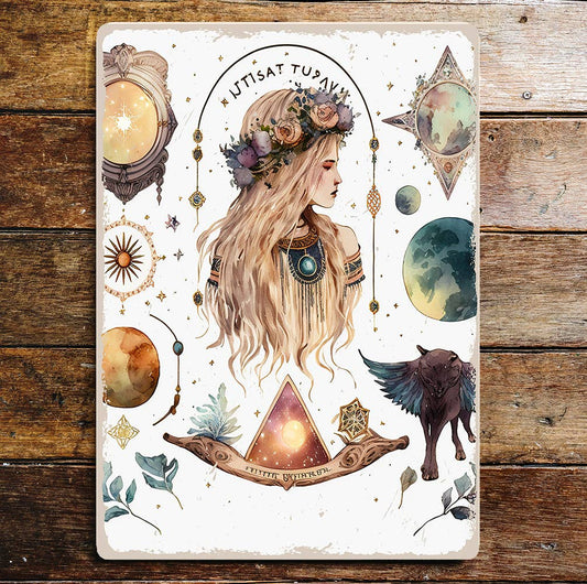 Celestial spiritual figure wall art | Metal Sign Plaque