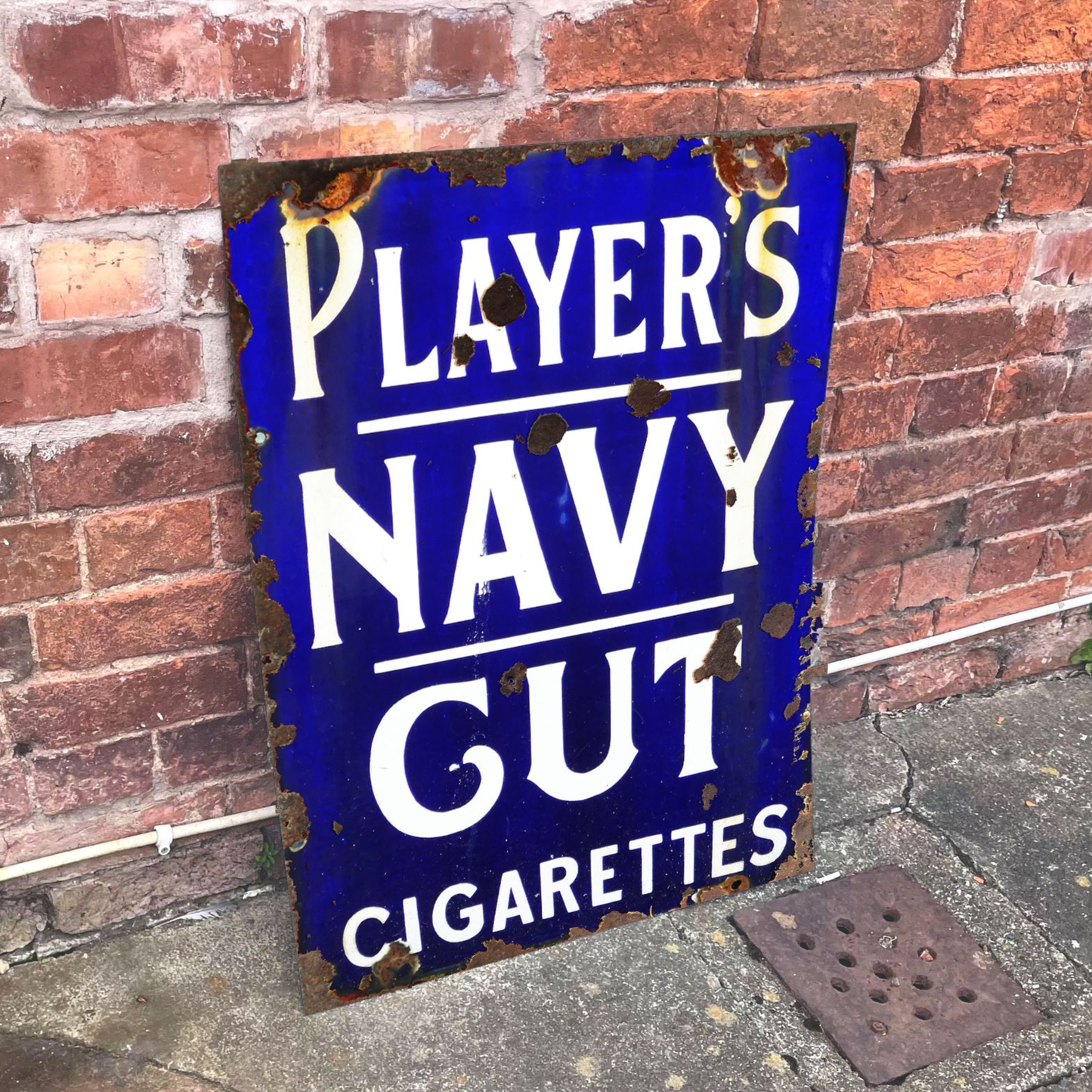Players Navy Cut Blue Metal Advertising Wall Sign