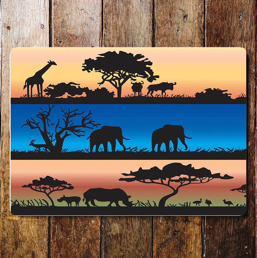 Safari morning evening night wall art Metal Sign Plaque