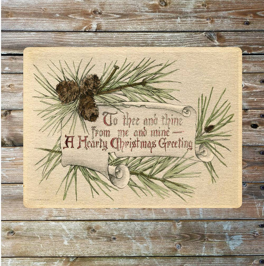 Christmas Greeting To Thee & Thine From | Metal Sign Plaque