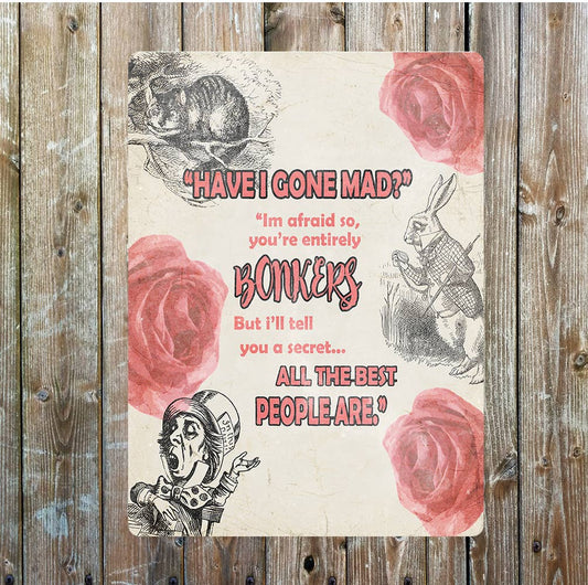 Alice in Wonderland mad hatter art | Metal Sign Plaque