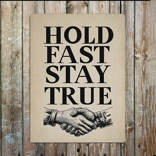 Hold Fast Stay True | Vintage Quote | Metal Sign Plaque