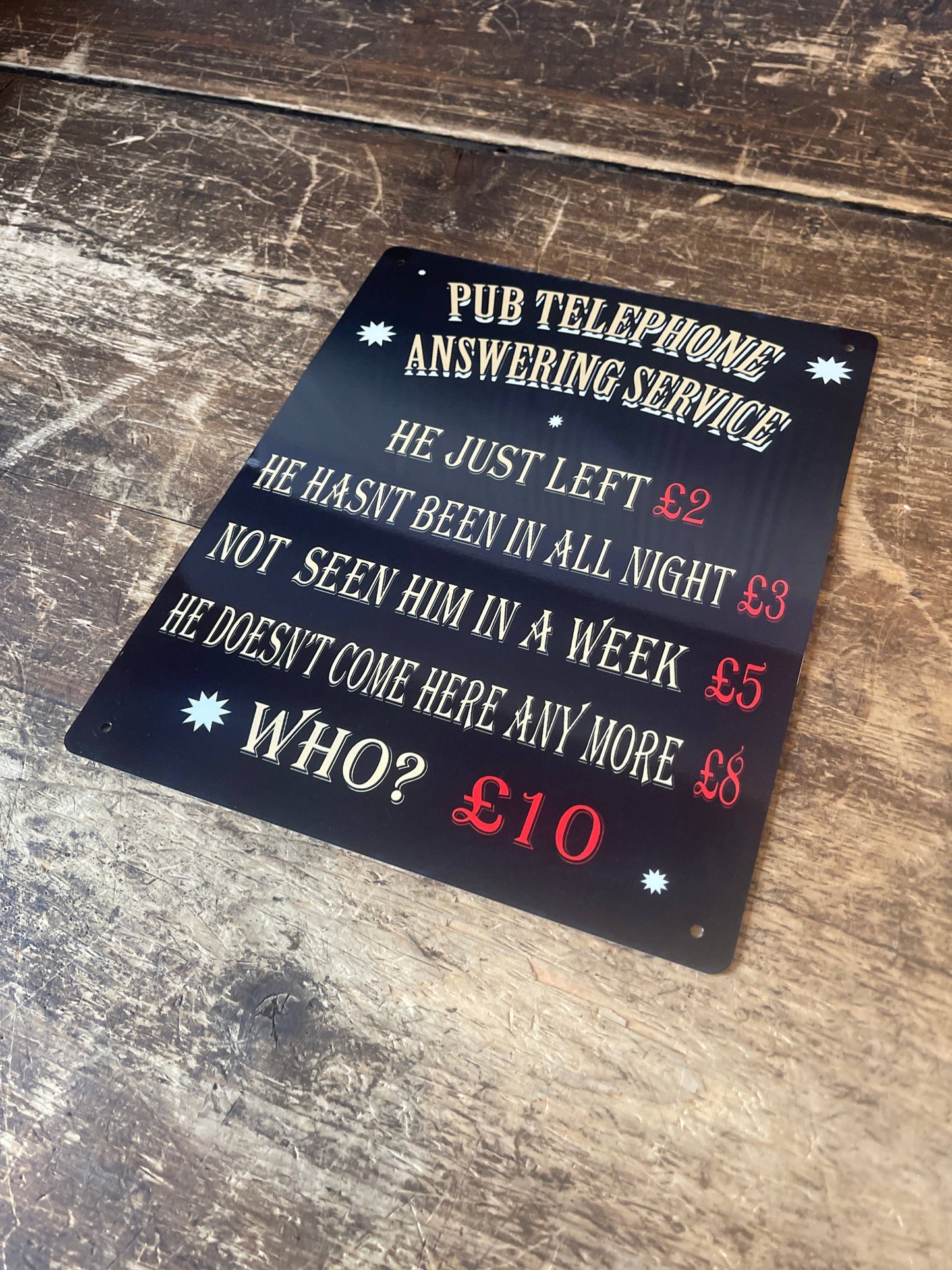 Pub telephone answering service Metal Sign