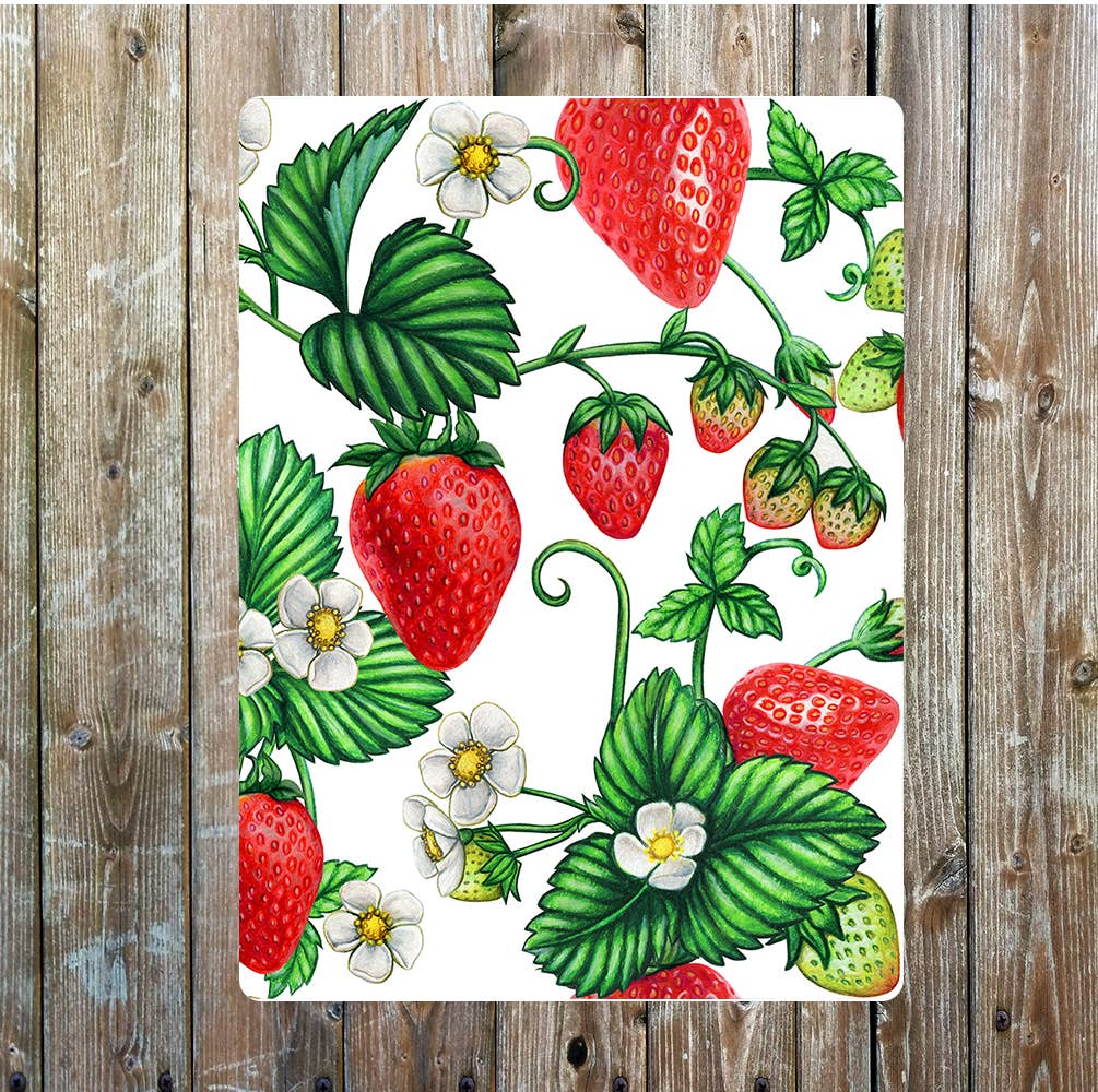 Strawberry on the vine wall art Metal Sign Plaque