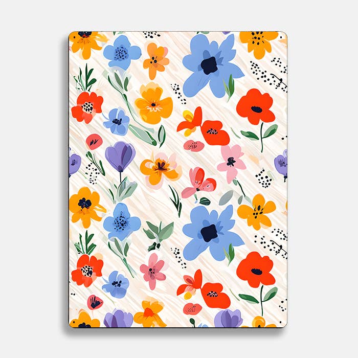 Vibrant Flowers pattern scandinavian folk | Metal Sign Plaque
