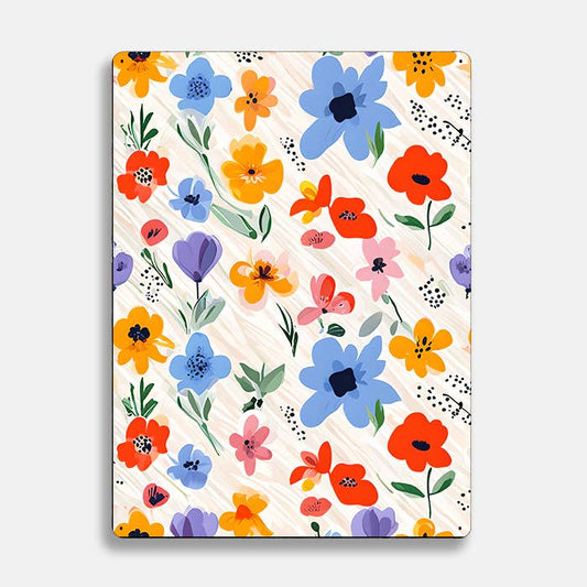Vibrant Flowers pattern scandinavian folk | Metal Sign Plaque