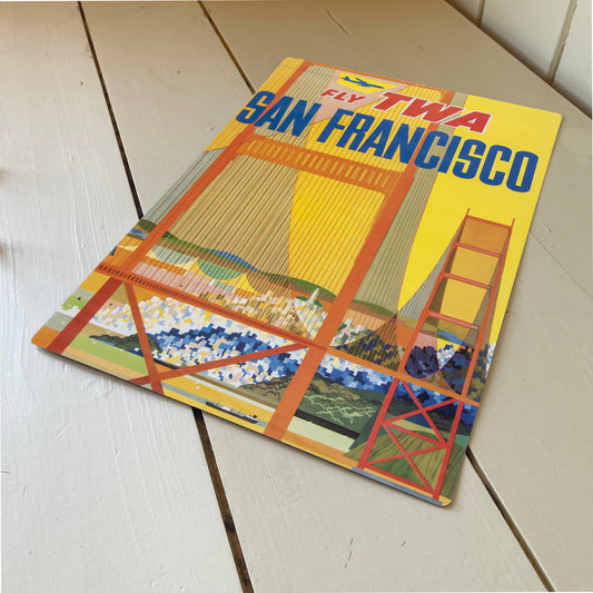 San Francisco America Fly TWA Metal Travel Wall Sign