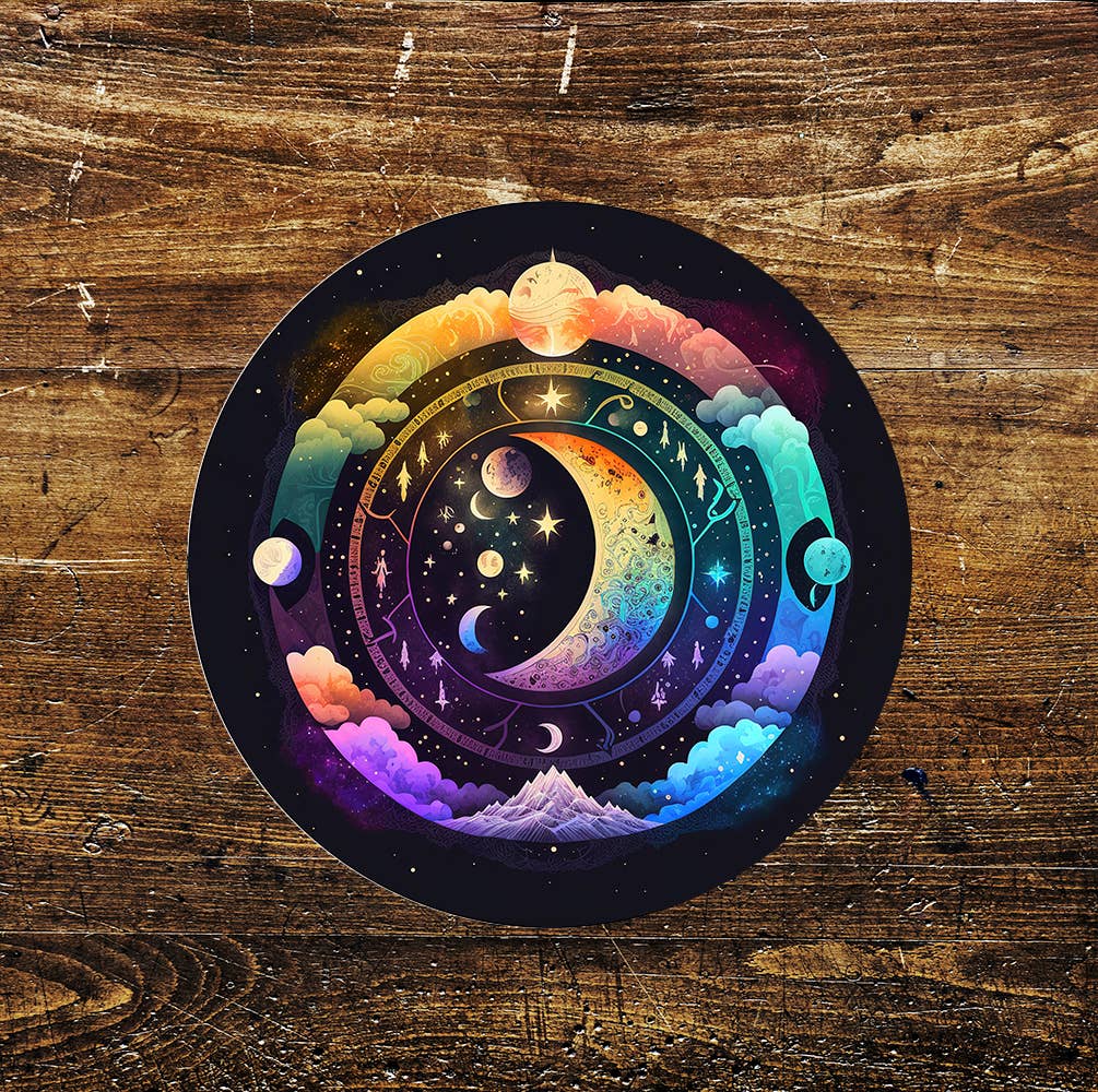 Moon Phases Stars Sky Celestial Nature Circle Metal Sign