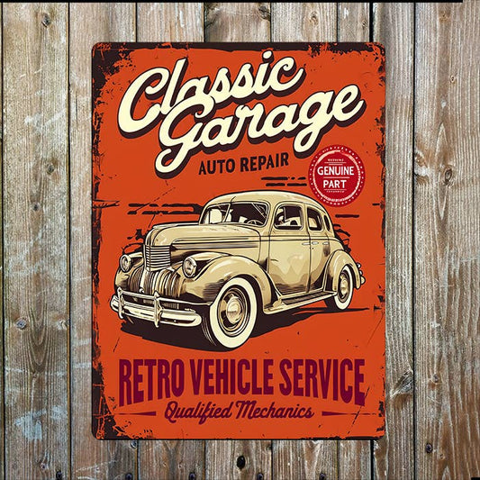 Classic Garage Retro Car | Father's Day | Metal Sign Plaque