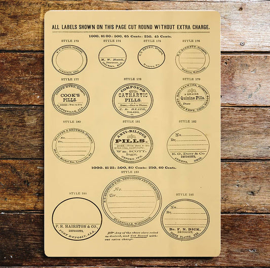Vintage Doctors Labels Medicine | Metal Sign Plaque