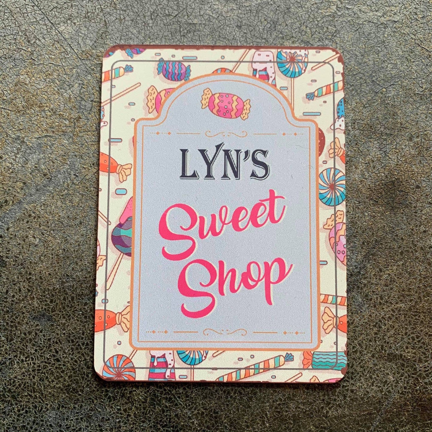 Personalised Custom Name Sweet Shop Metal Wall Sign