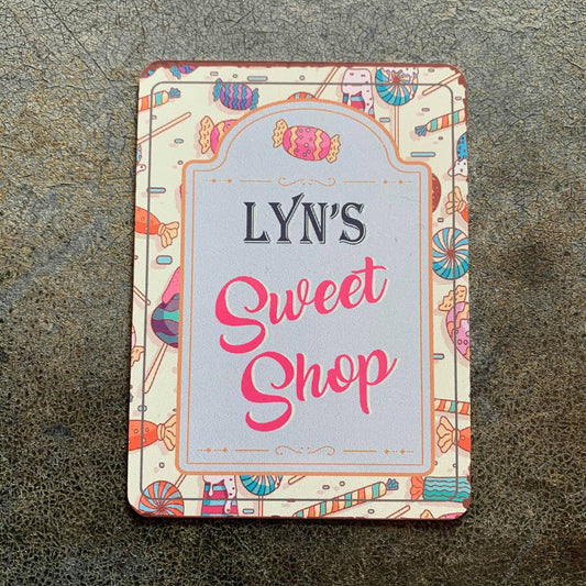 Personalised Custom Name Sweet Shop Metal Wall Sign