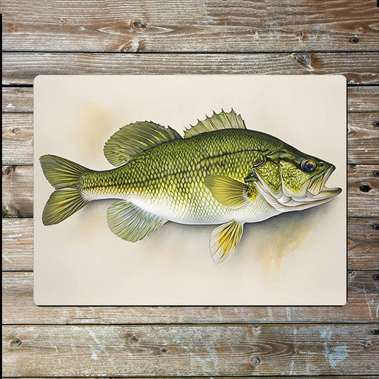 Longmouth Bass Fish | Farm Farmhouse | Metal Sign Plaque
