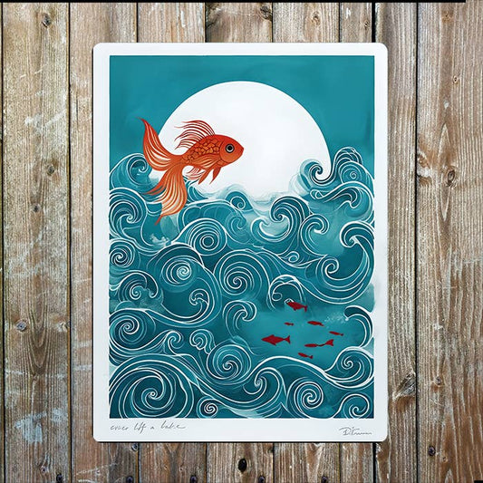 Goldfish In Ocean Sea Nautical | Metal Sign Plaque