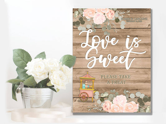 Wedding Love Is Sweet, Sweetie Cart | Metal Wall Sign