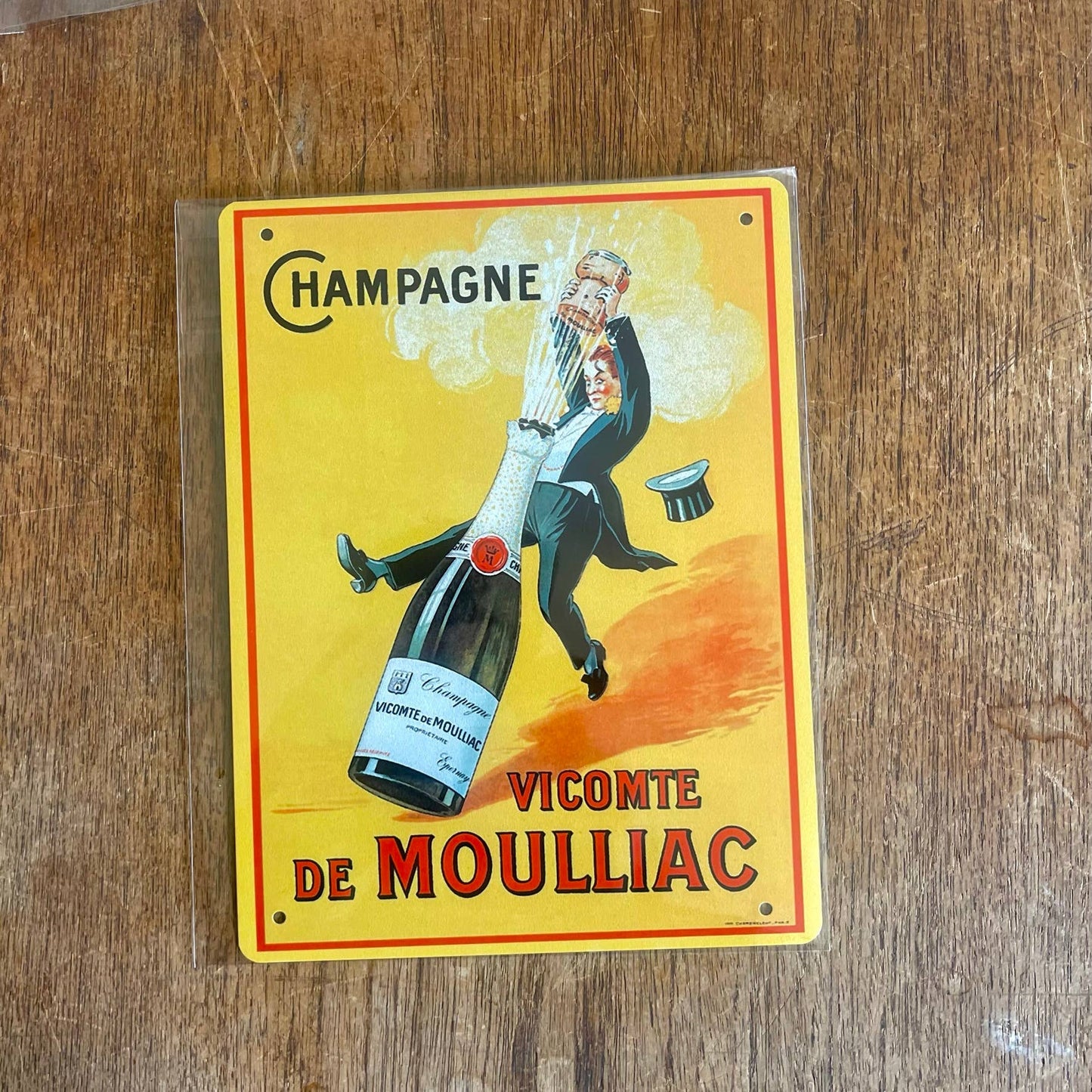 French Champagne Vicomte De Moulliac | Metal Sign Plaque