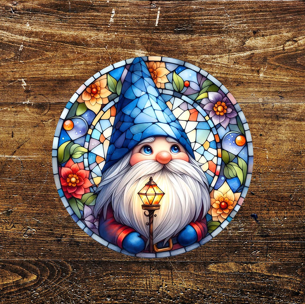 Easter Egg Gonk Stained Glass affect Circle Metal Sign 3