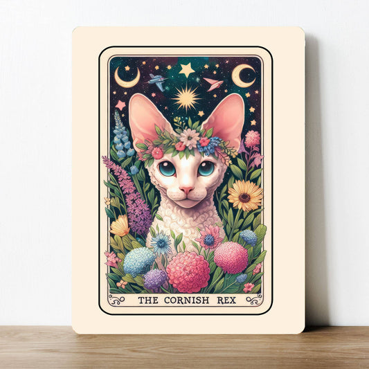 The Cornish Rex Cat Tarot Card Metal Sign Plaque