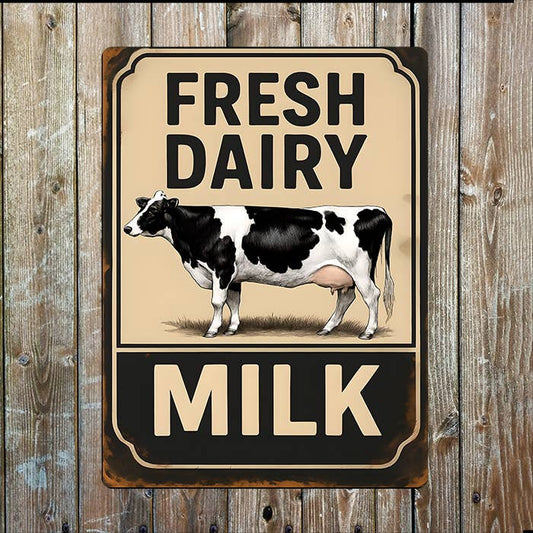 Fresh Diary Milk | Farm Farmhouse | Metal Sign Plaque