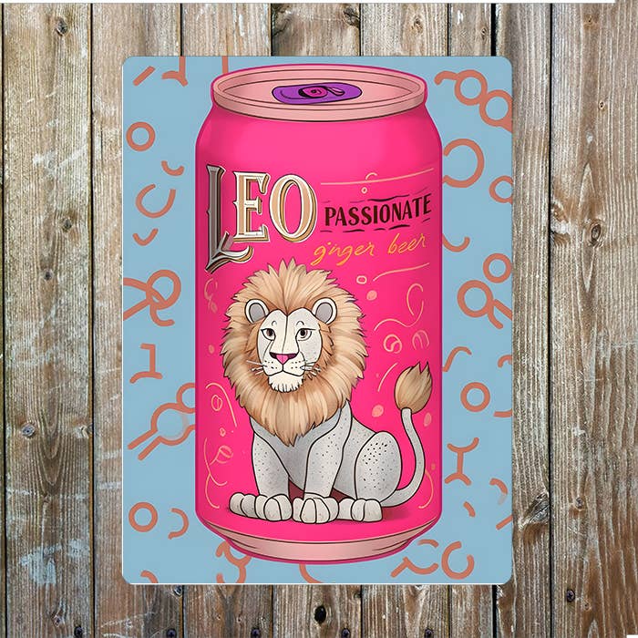 Soda Can Leo Lion Metal Sign Plaque