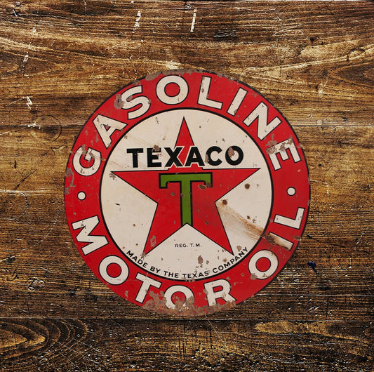 Texaco Gas Fuel Petrol Garage | Metal Sign Circle