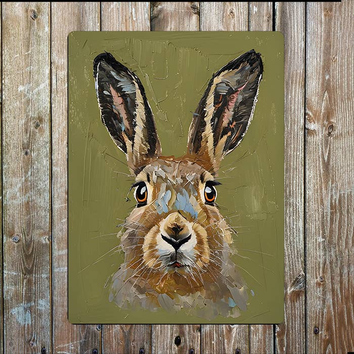 Painting Style of Hare Head Metal Sign Plaque