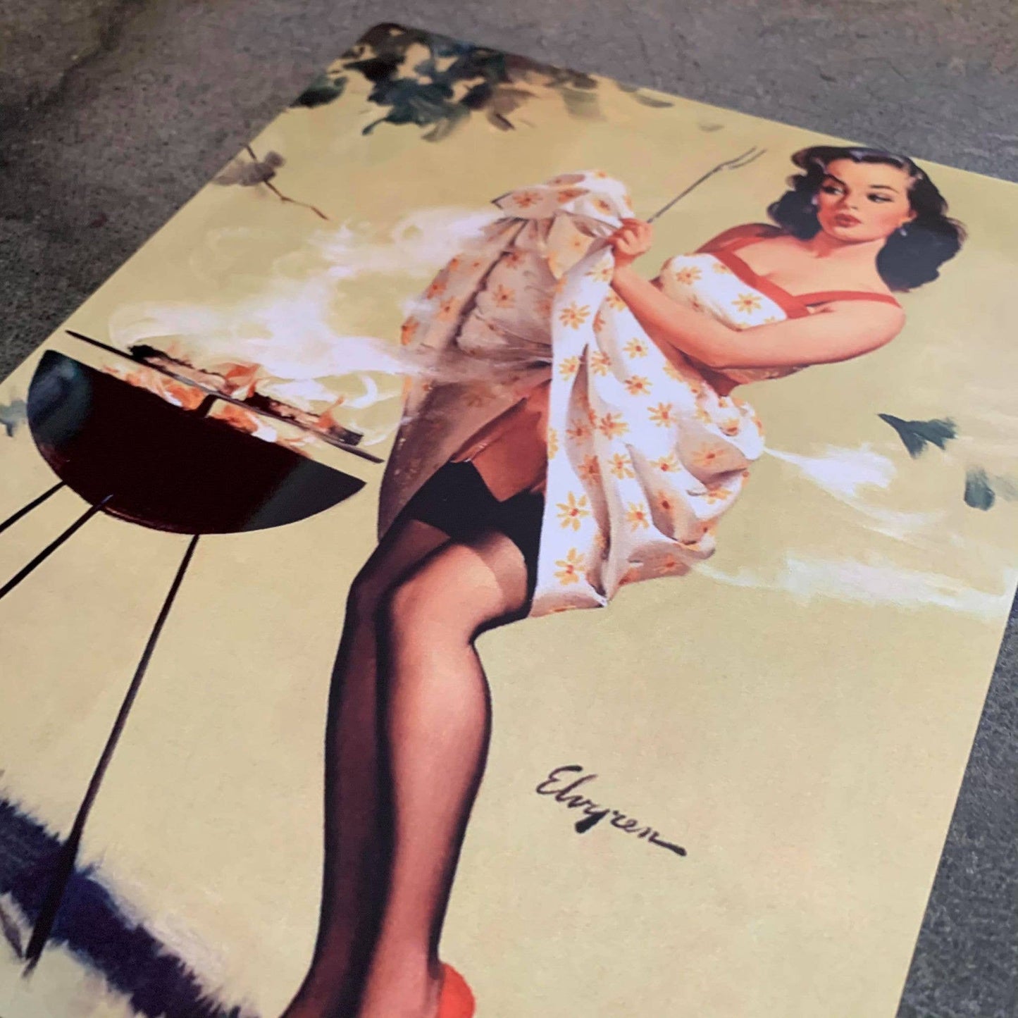 Pin Up Girl BBQ Metal Personalised Art Wall Sign