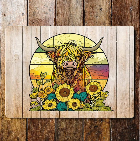 Highland Cow Window art | Metal Sign Plaque