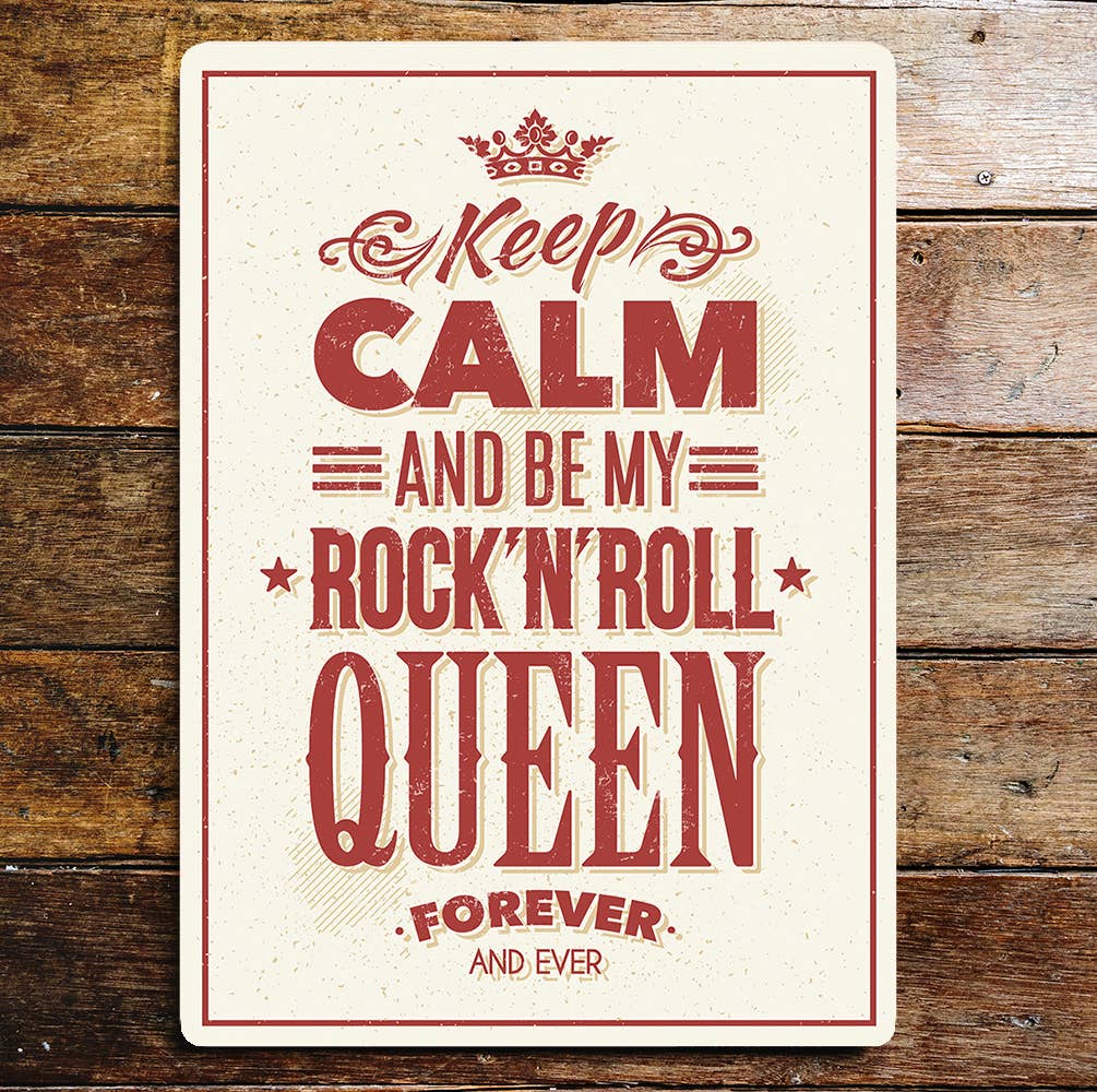 Keep calm rock n roll queen music | Metal Sign plaque