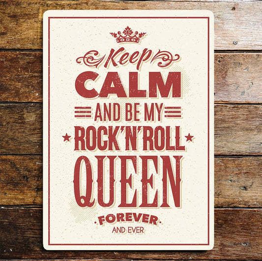 Keep calm rock n roll queen music | Metal Sign plaque