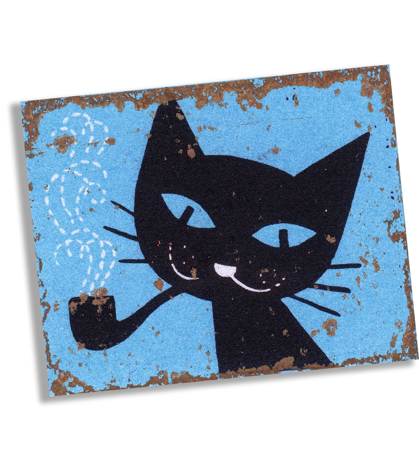 Black Cat Pipe | Metal Sign Humorous Plaque