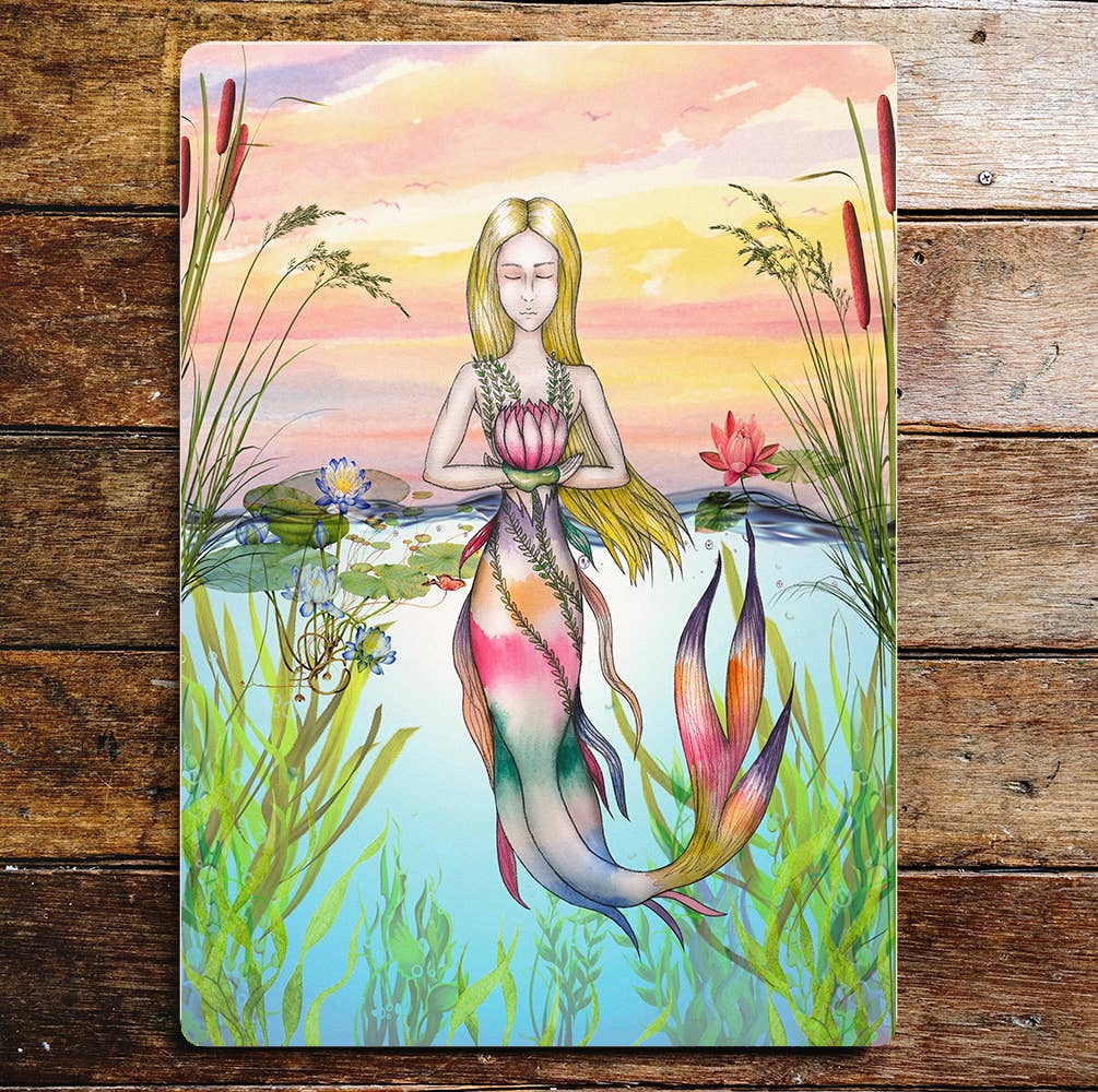 Mermaid colour wall paper Art | Metal Sign Plaque