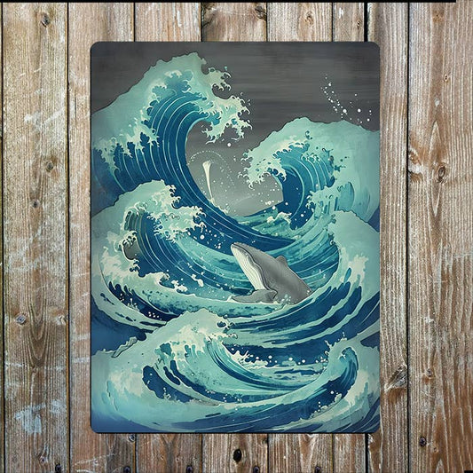Illustration Of Whale Sea Nautical | Metal Sign Plaque