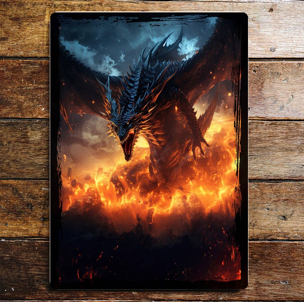 Fantasy Dragon Halloween Art | Metal Sign Plaque