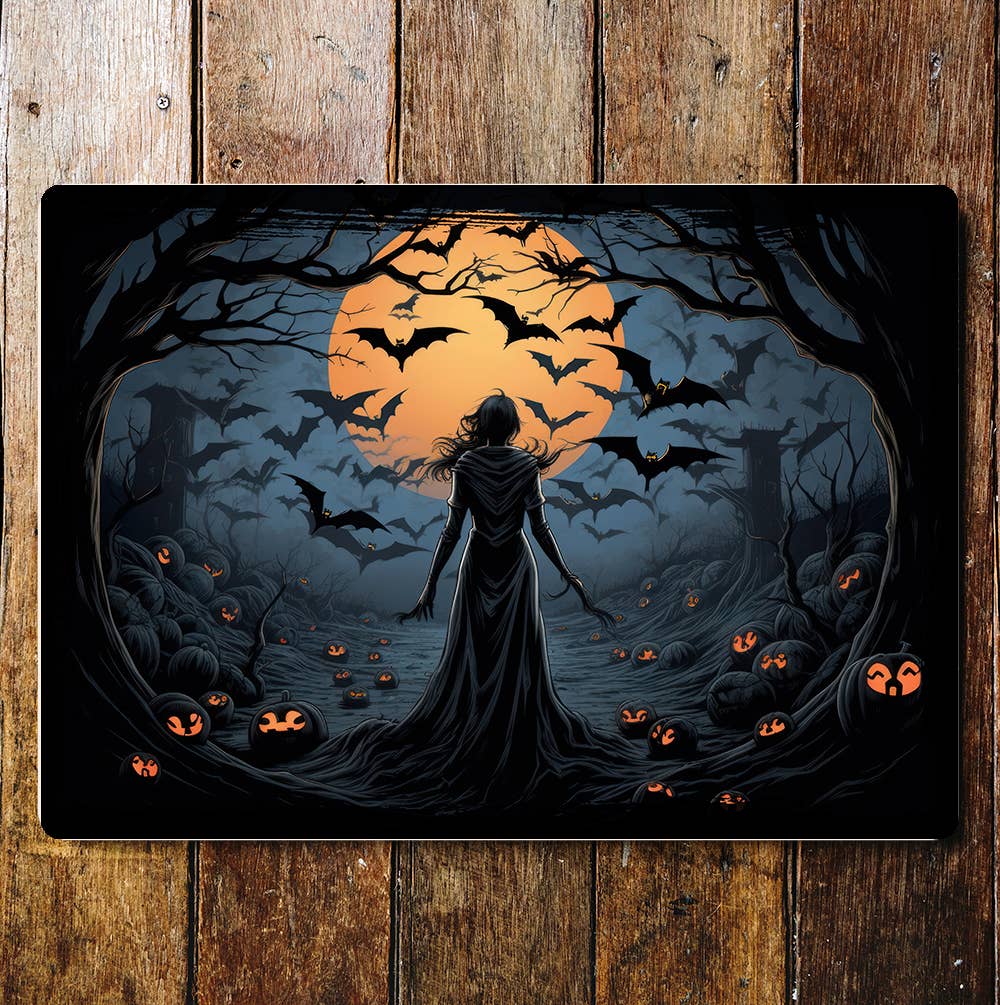 Halloween Evil Witch Spooky Landscape | Metal Sign Plaque