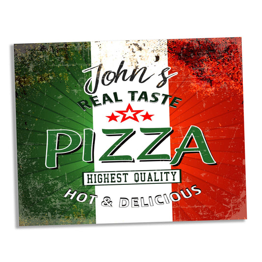 Name Pizza Personalised Custom | Metal Wall Sign