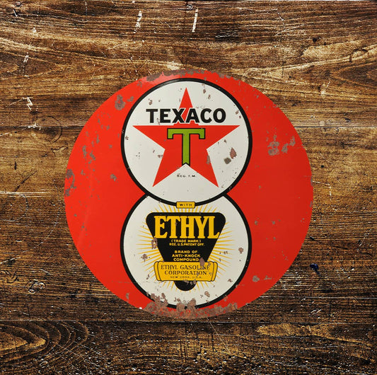 Texaco Gas Fuel Petrol Circle Metal Sign