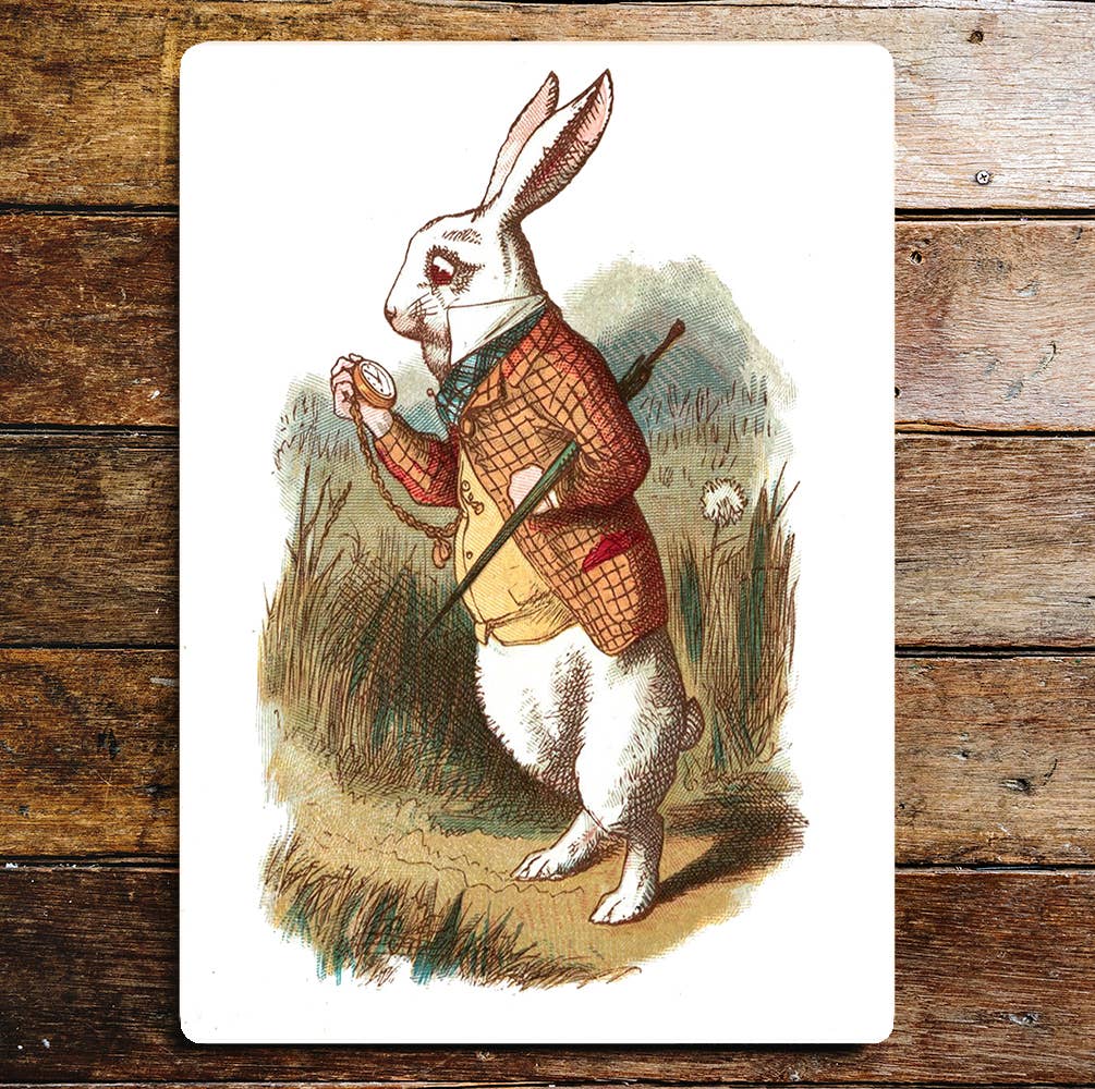 Posh Rabbit Pocket Watch Countryside Metal Sign Plaque