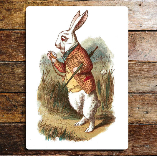Posh Rabbit Pocket Watch Countryside Metal Sign Plaque