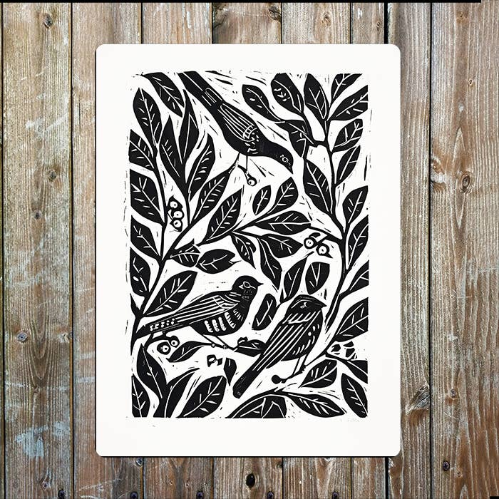 Hedgerow Plants Linocut Style | Metal Sign Plaque